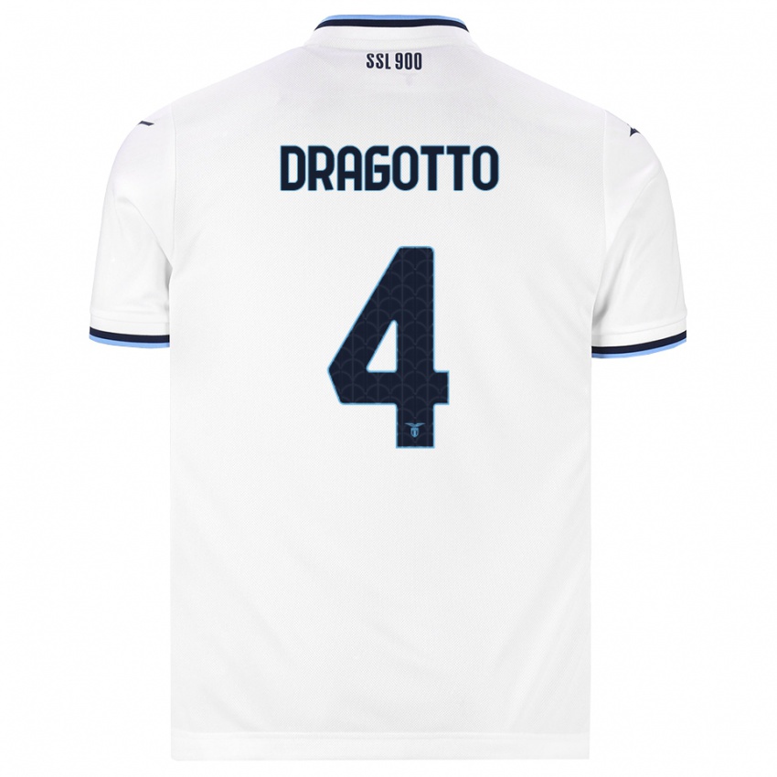 ילדים Tommaso Dragotto #4 לבן כחול כהה הרחק ג'רזי 2026/27 חולצה קצרה