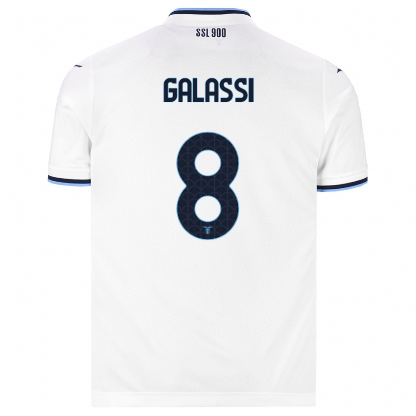 ילדים Bruno Galassi #8 לבן כחול כהה הרחק ג'רזי 2026/27 חולצה קצרה