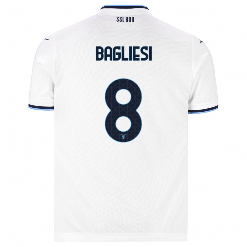 ילדים Thomas Bagliesi #8 לבן כחול כהה הרחק ג'רזי 2026/27 חולצה קצרה