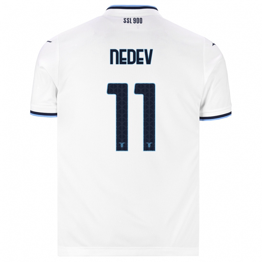 ילדים Kaloyan Nedev #11 לבן כחול כהה הרחק ג'רזי 2026/27 חולצה קצרה