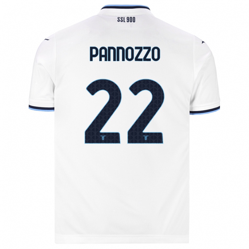 ילדים Nicolò Pannozzo #22 לבן כחול כהה הרחק ג'רזי 2026/27 חולצה קצרה
