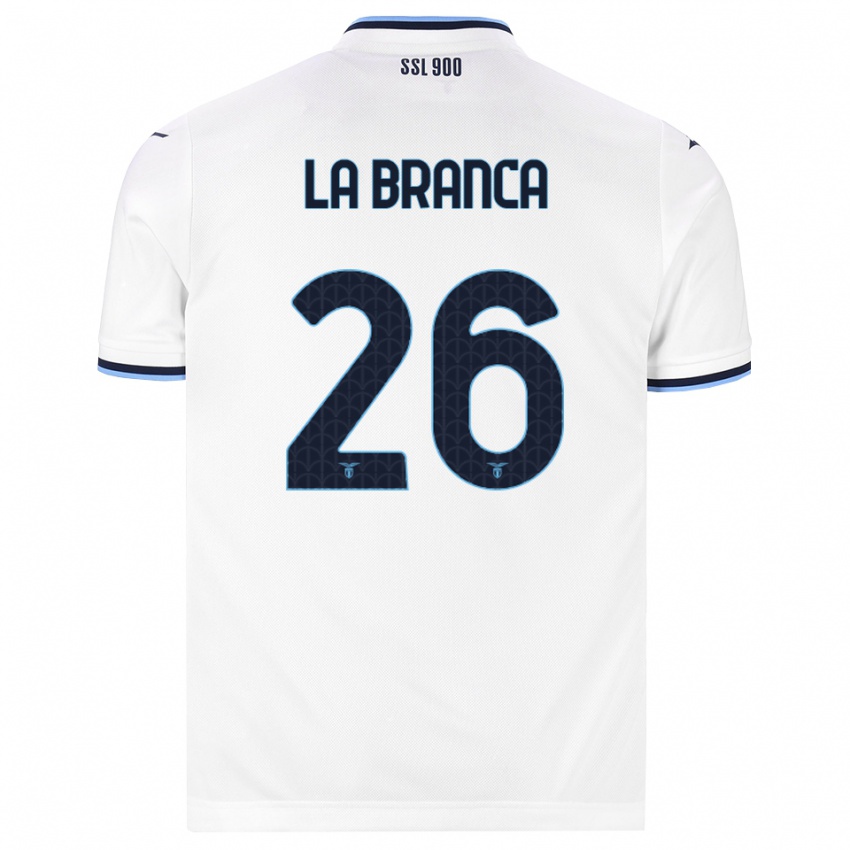 ילדים Ruggero La Branca #26 לבן כחול כהה הרחק ג'רזי 2026/27 חולצה קצרה