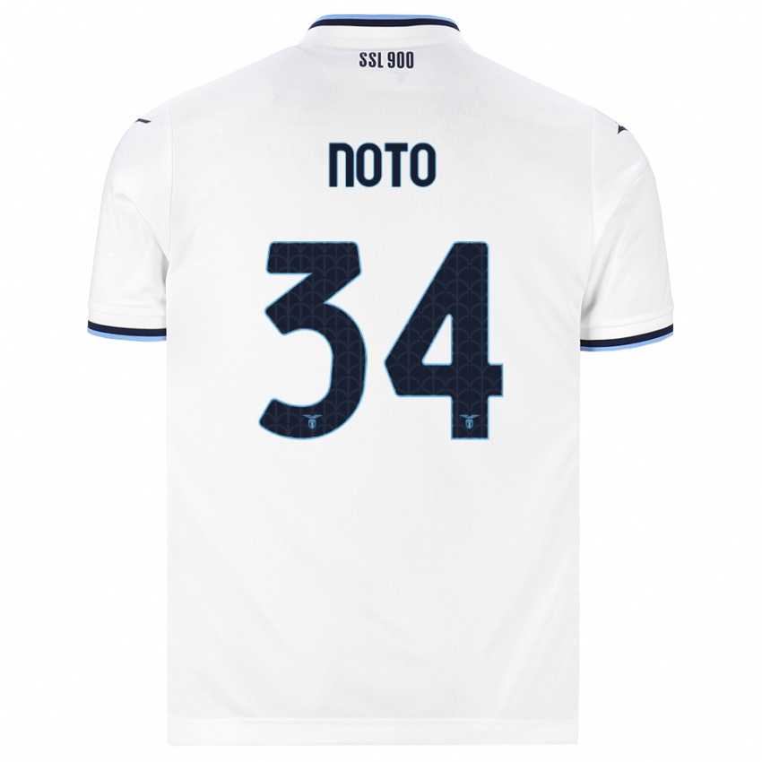 ילדים Pierpaolo Noto #34 לבן כחול כהה הרחק ג'רזי 2026/27 חולצה קצרה