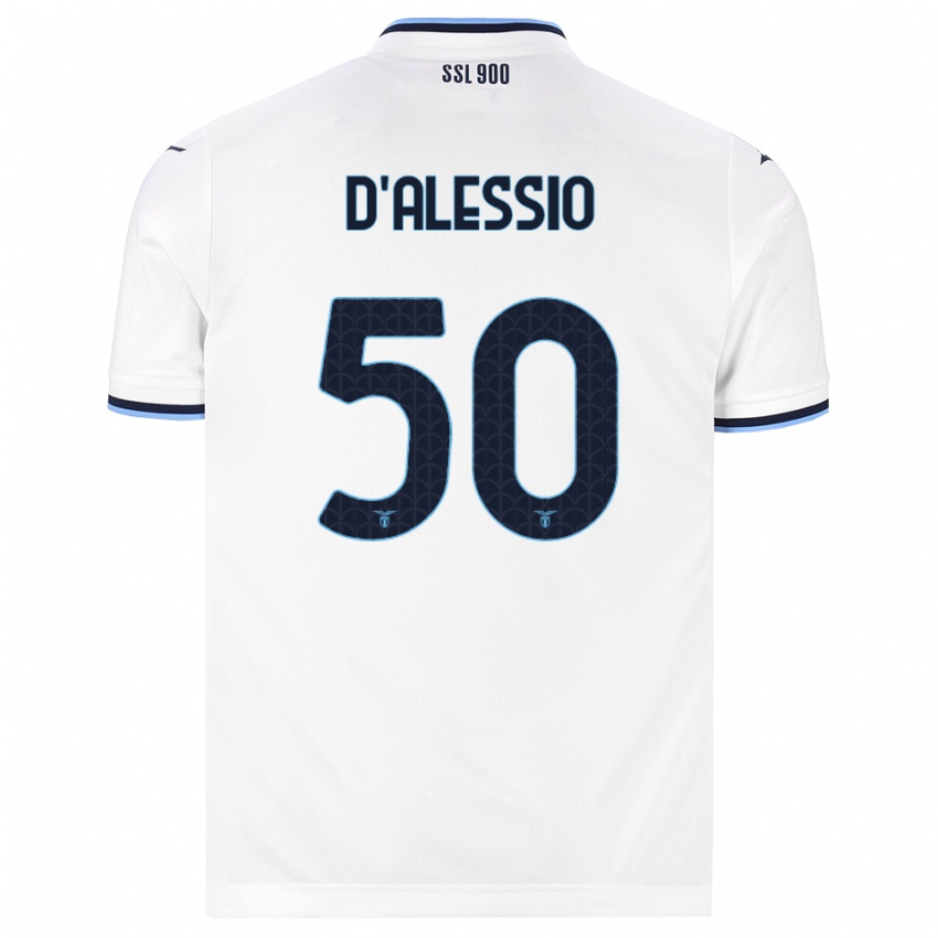 ילדים Luigi D'alessio #50 לבן כחול כהה הרחק ג'רזי 2026/27 חולצה קצרה