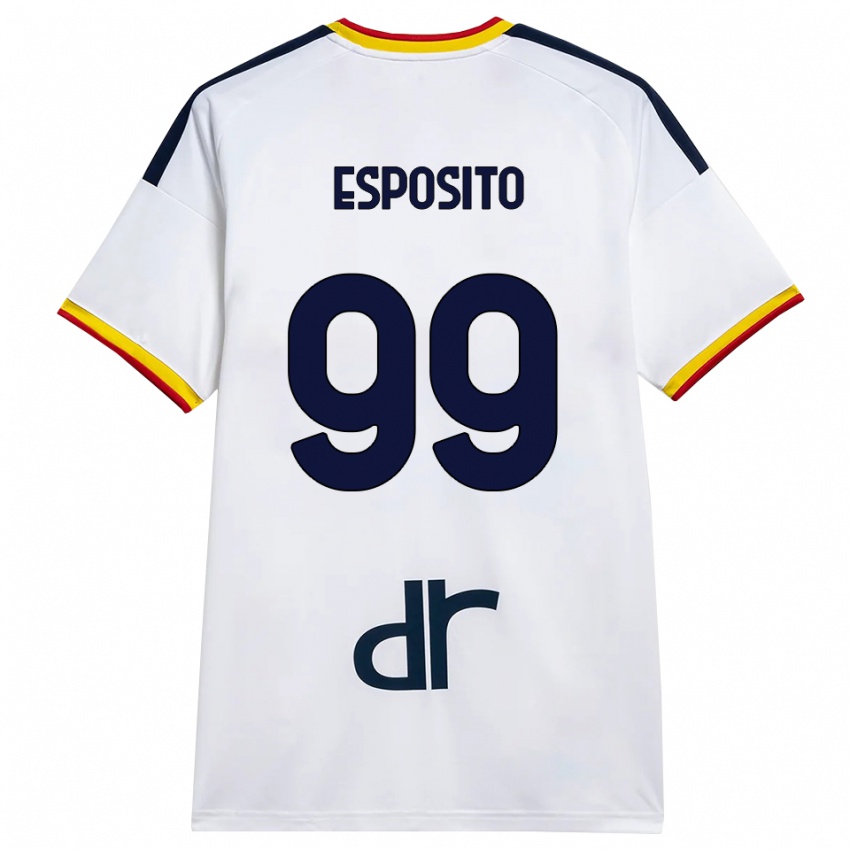ילדים Pasquale Esposito #99 לבן צהוב אדום הרחק ג'רזי 2026/27 חולצה קצרה
