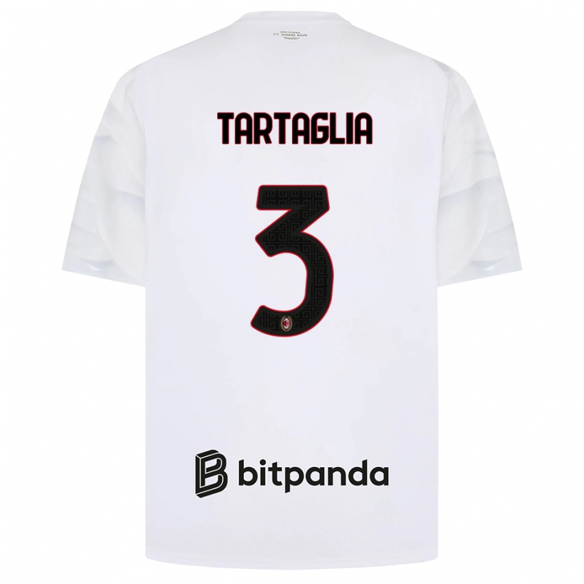 ילדים Edoardo Tartaglia #3 לבן אדום שחור הרחק ג'רזי 2026/27 חולצה קצרה