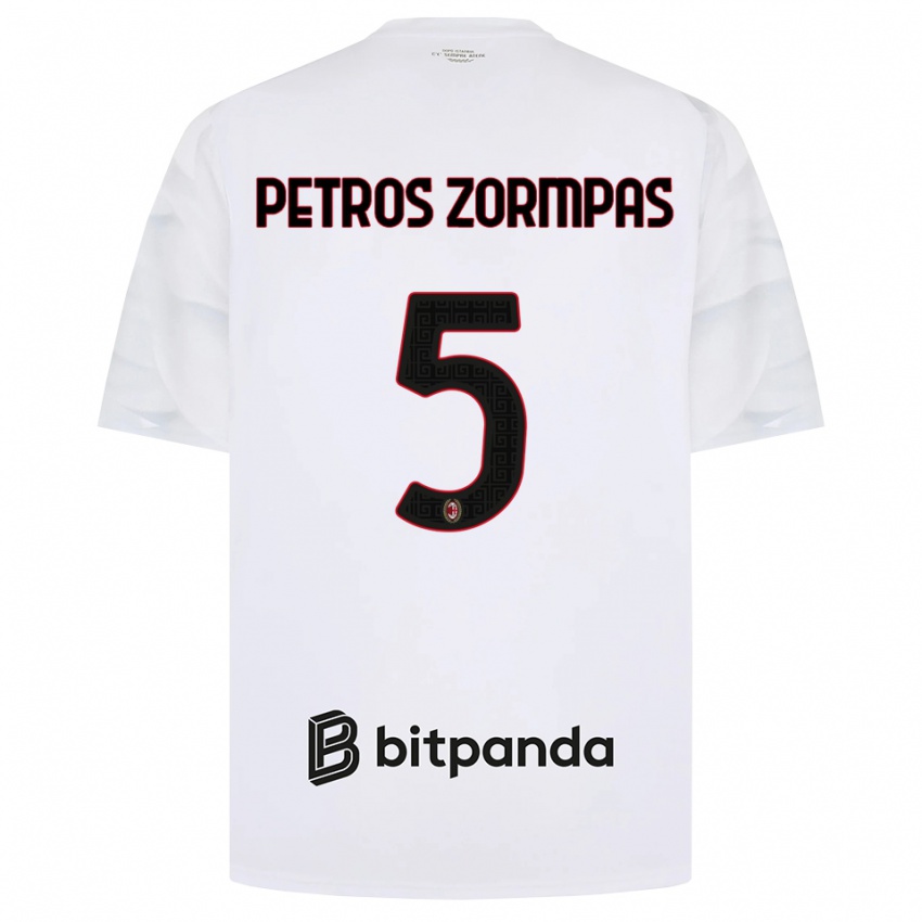 ילדים Spyridon Petros Zormpas #5 לבן אדום שחור הרחק ג'רזי 2026/27 חולצה קצרה