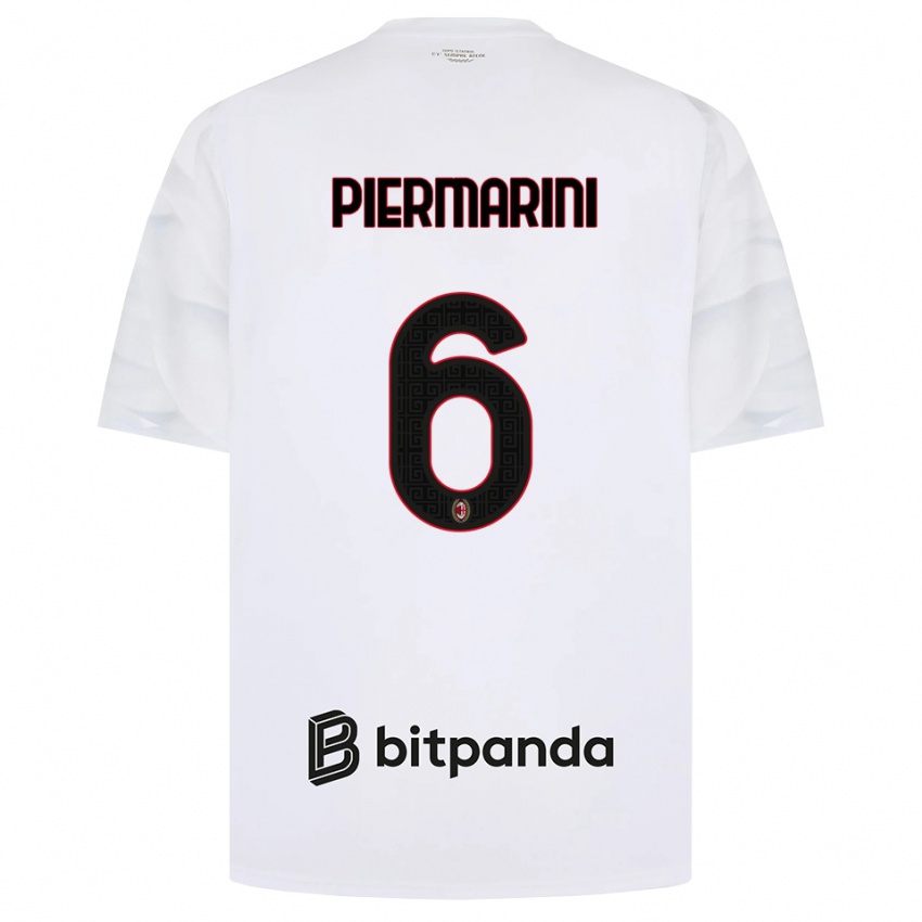 ילדים Mattia Piermarini #6 לבן אדום שחור הרחק ג'רזי 2026/27 חולצה קצרה