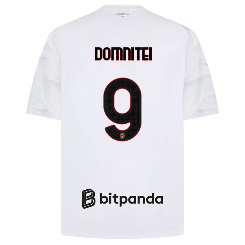 ילדים Francesco Domniței #9 לבן אדום שחור הרחק ג'רזי 2026/27 חולצה קצרה