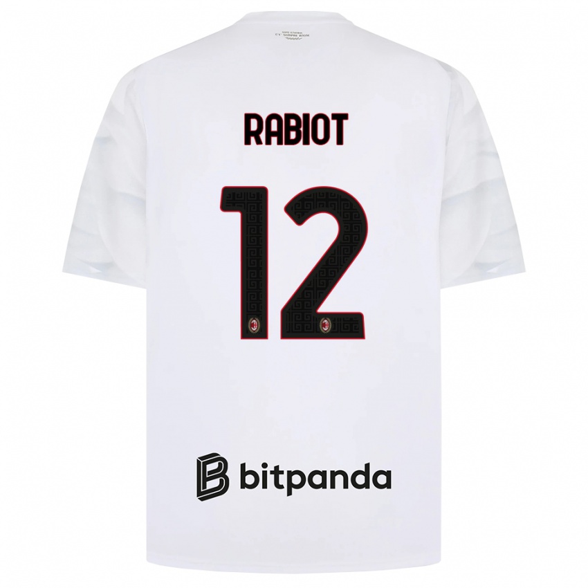 ילדים אדריאן רביו #12 לבן אדום שחור הרחק ג'רזי 2026/27 חולצה קצרה