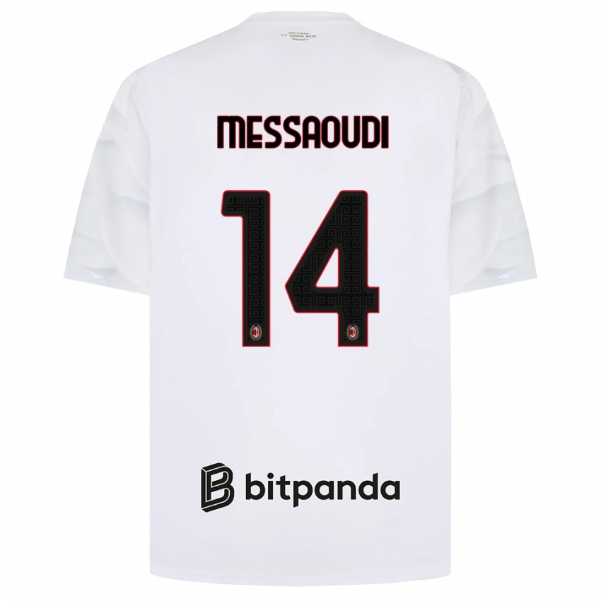 ילדים Yanis Messaoudi #14 לבן אדום שחור הרחק ג'רזי 2026/27 חולצה קצרה