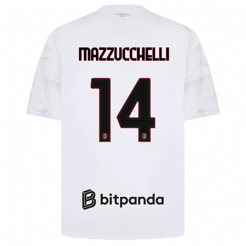 ילדים Paolo Mazzucchelli #14 לבן אדום שחור הרחק ג'רזי 2026/27 חולצה קצרה