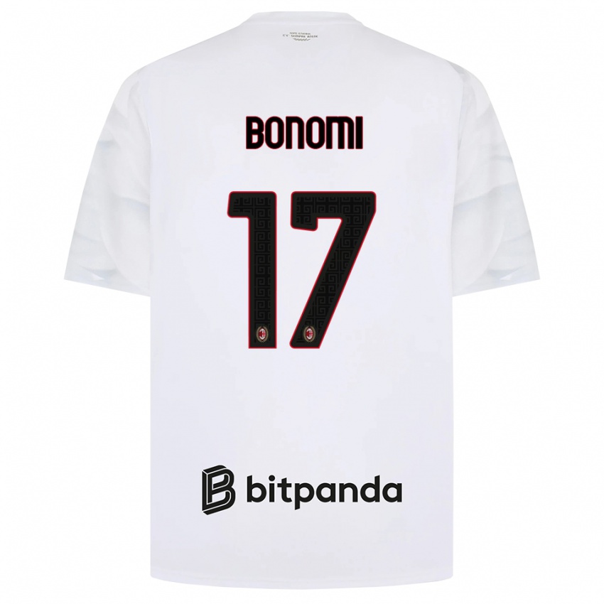 ילדים Francesco Bonomi #17 לבן אדום שחור הרחק ג'רזי 2026/27 חולצה קצרה