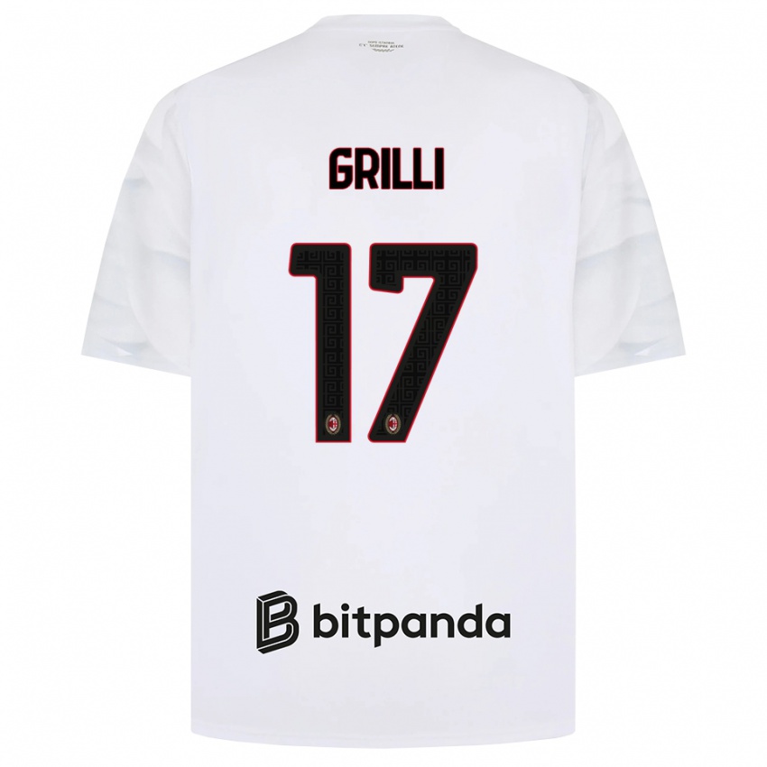 ילדים Federico Grilli #17 לבן אדום שחור הרחק ג'רזי 2026/27 חולצה קצרה