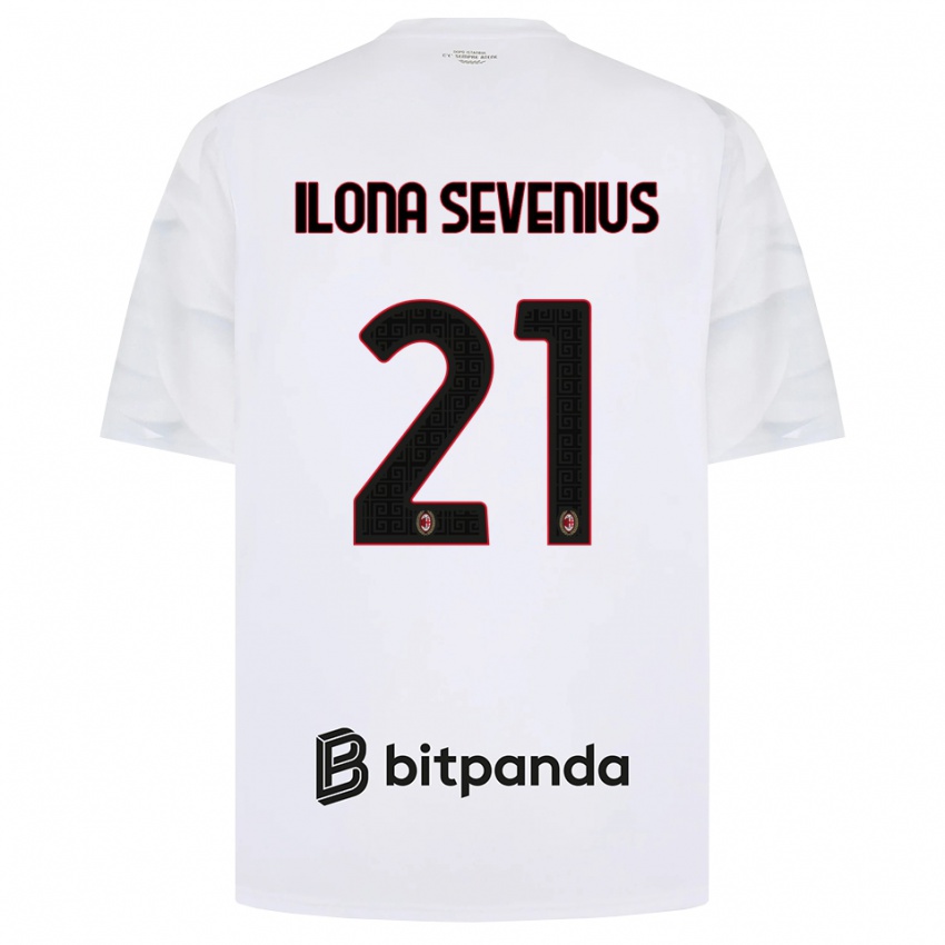 ילדים Oona Ilona Sevenius #21 לבן אדום שחור הרחק ג'רזי 2026/27 חולצה קצרה