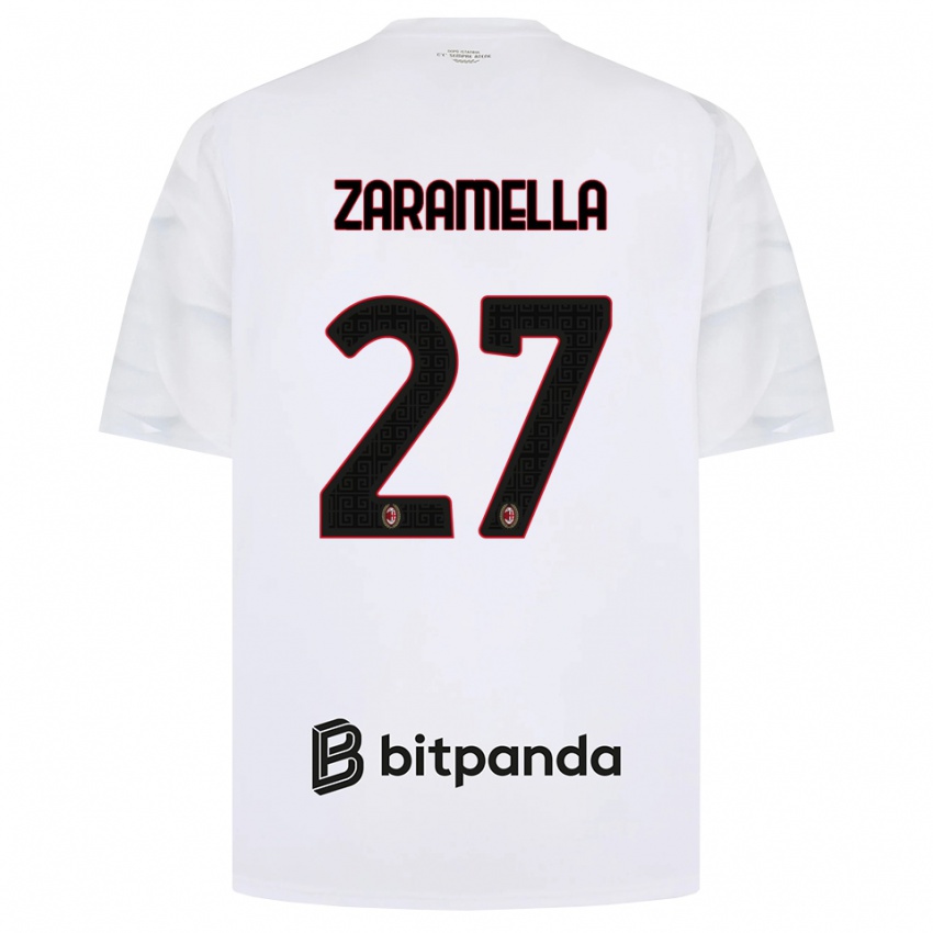 ילדים Mattia Zaramella #27 לבן אדום שחור הרחק ג'רזי 2026/27 חולצה קצרה