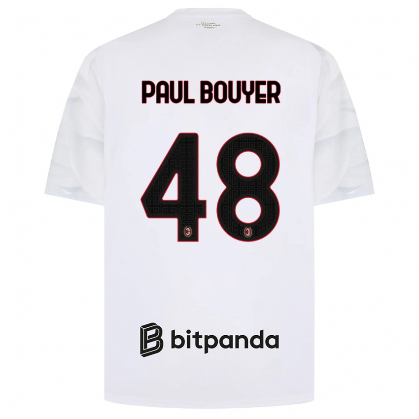 ילדים Léo Paul Bouyer #48 לבן אדום שחור הרחק ג'רזי 2026/27 חולצה קצרה