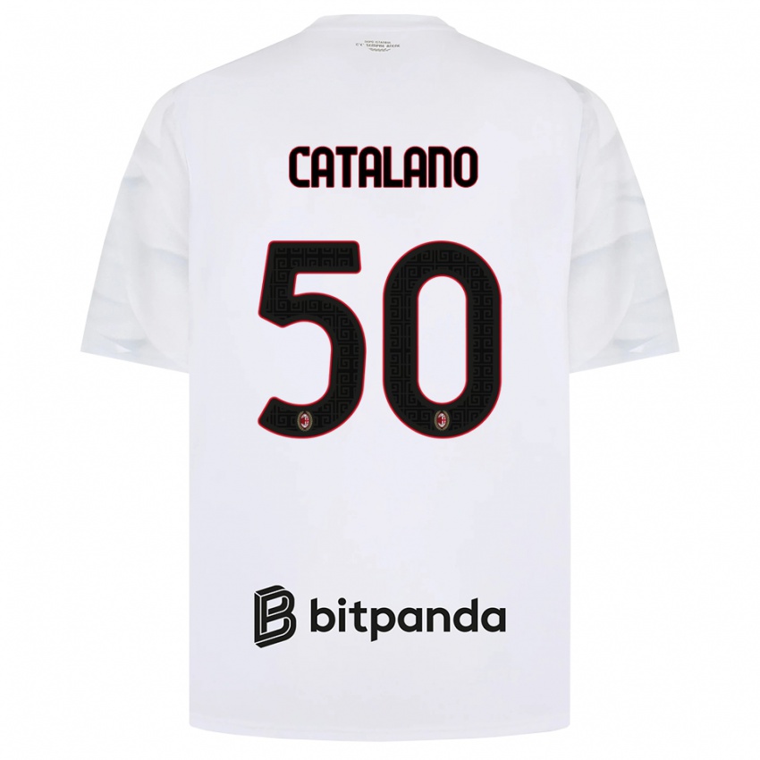 ילדים Alessio Catalano #50 לבן אדום שחור הרחק ג'רזי 2026/27 חולצה קצרה
