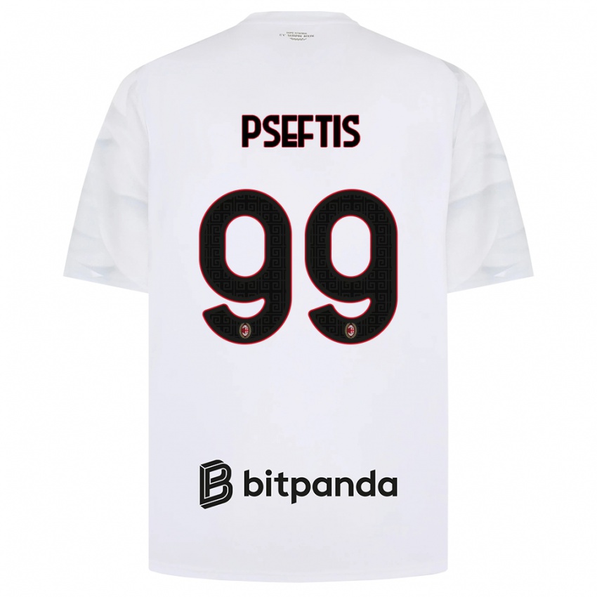 ילדים Fotios Pseftis #99 לבן אדום שחור הרחק ג'רזי 2026/27 חולצה קצרה