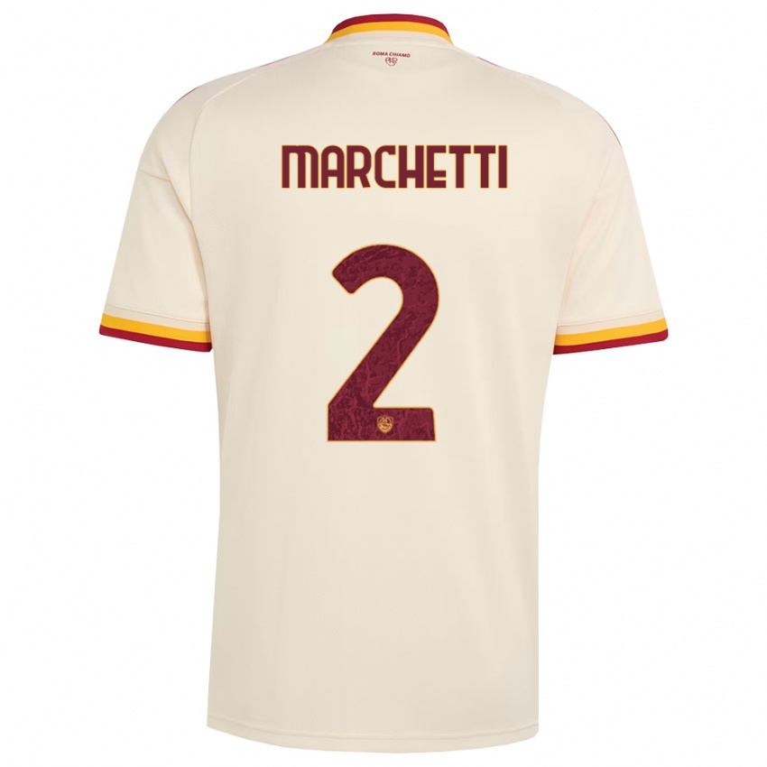 ילדים Tommaso Marchetti #2 שמפניה אדום צהוב הרחק ג'רזי 2026/27 חולצה קצרה