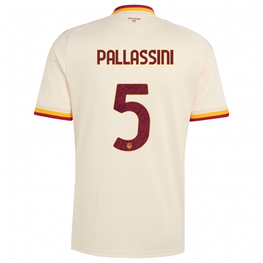 ילדים Luca Pallassini #5 שמפניה אדום צהוב הרחק ג'רזי 2026/27 חולצה קצרה