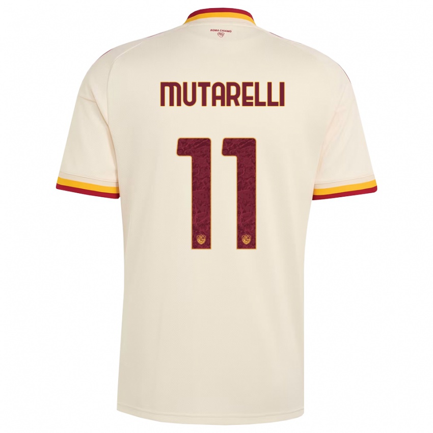 ילדים Matteo Mutarelli #11 שמפניה אדום צהוב הרחק ג'רזי 2026/27 חולצה קצרה