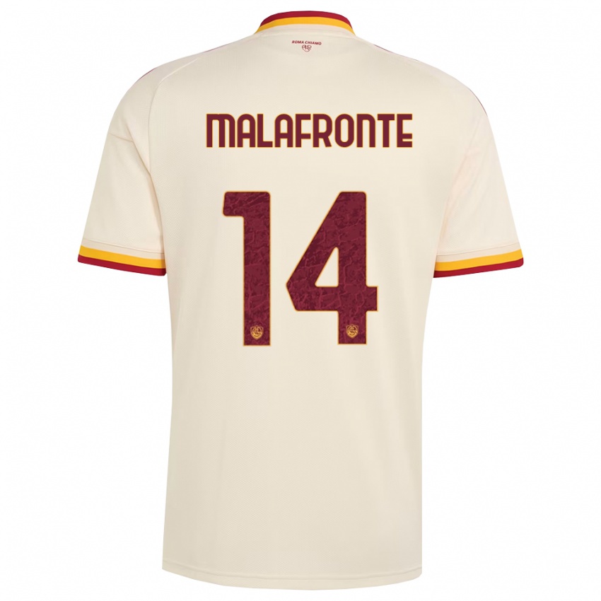 ילדים Matteo Malafronte #14 שמפניה אדום צהוב הרחק ג'רזי 2026/27 חולצה קצרה