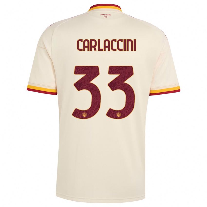 ילדים Samuele Carlaccini #33 שמפניה אדום צהוב הרחק ג'רזי 2026/27 חולצה קצרה