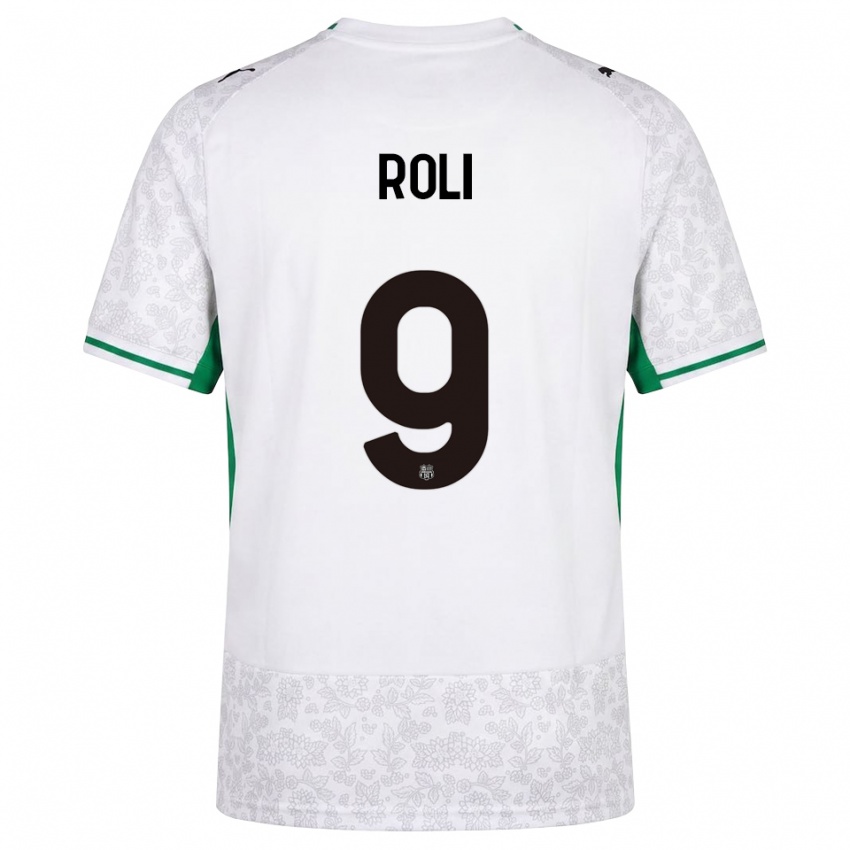 ילדים Riccardo Roli #9 לבן שחור ירוק הרחק ג'רזי 2026/27 חולצה קצרה