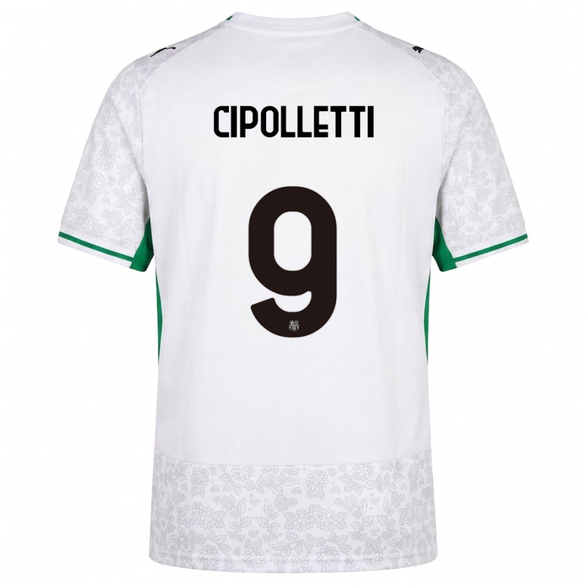 ילדים Matteo Cipolletti #9 לבן שחור ירוק הרחק ג'רזי 2026/27 חולצה קצרה