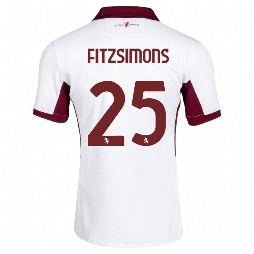 ילדים Luke Fitzsimons #25 בורדו לבן אדום הרחק ג'רזי 2026/27 חולצה קצרה