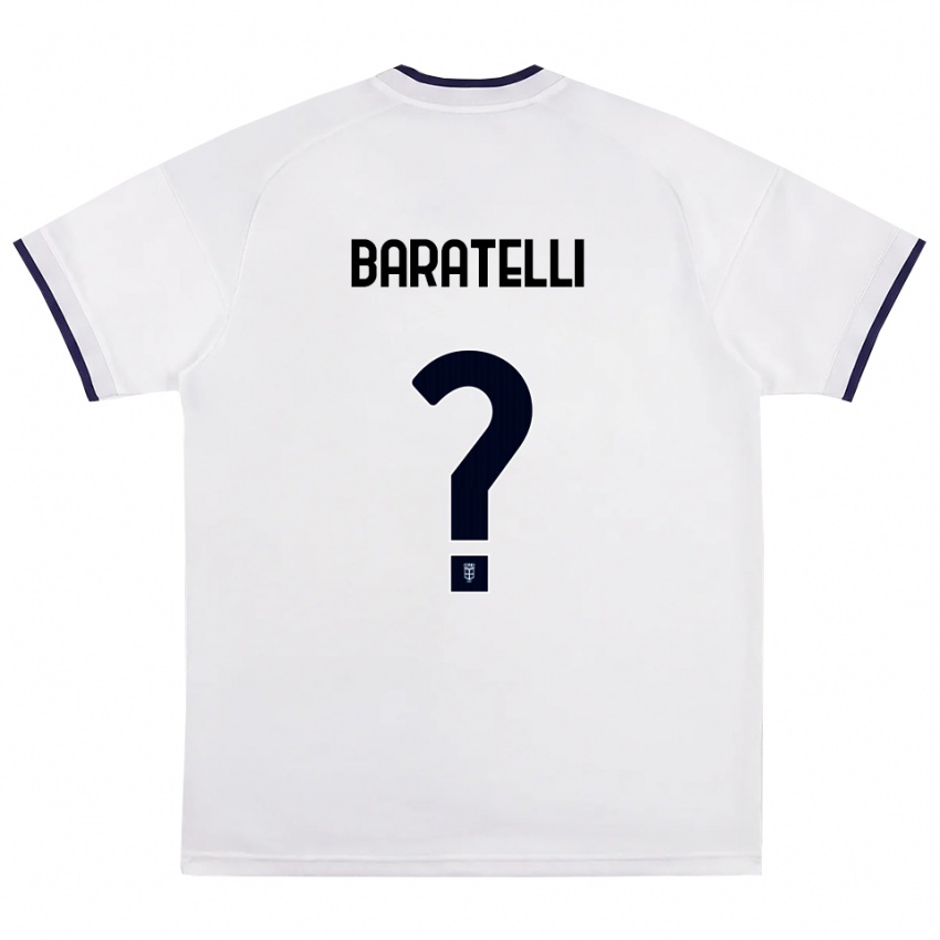 ילדים Mattia Baratelli #0 לבן אדום כחול מלכותי הרחק ג'רזי 2026/27 חולצה קצרה