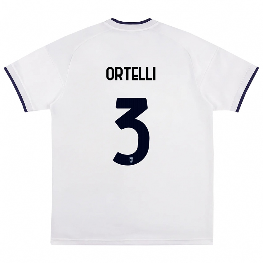 ילדים Manuel Ortelli #3 לבן אדום כחול מלכותי הרחק ג'רזי 2026/27 חולצה קצרה