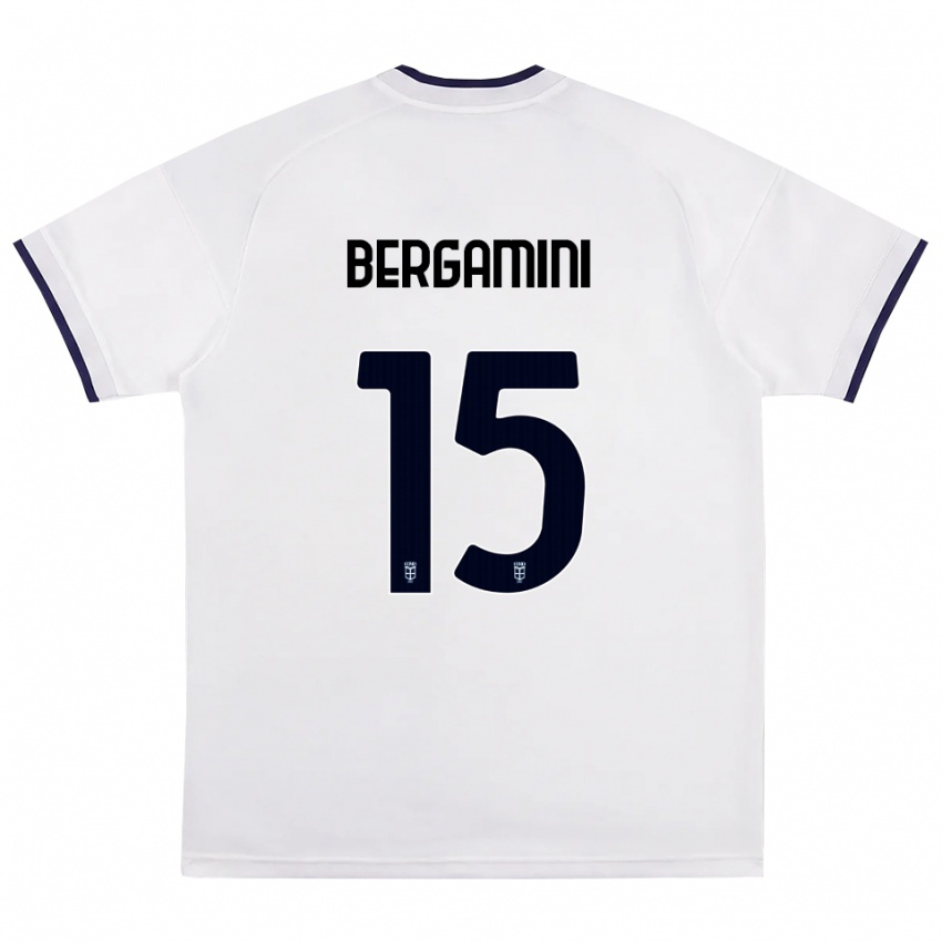 ילדים Mattia Bergamini #15 לבן אדום כחול מלכותי הרחק ג'רזי 2026/27 חולצה קצרה