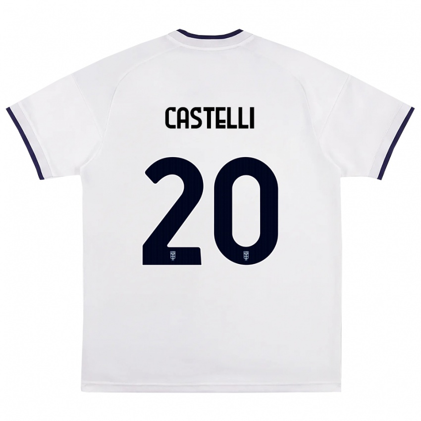 ילדים Matteo Castelli #20 לבן אדום כחול מלכותי הרחק ג'רזי 2026/27 חולצה קצרה