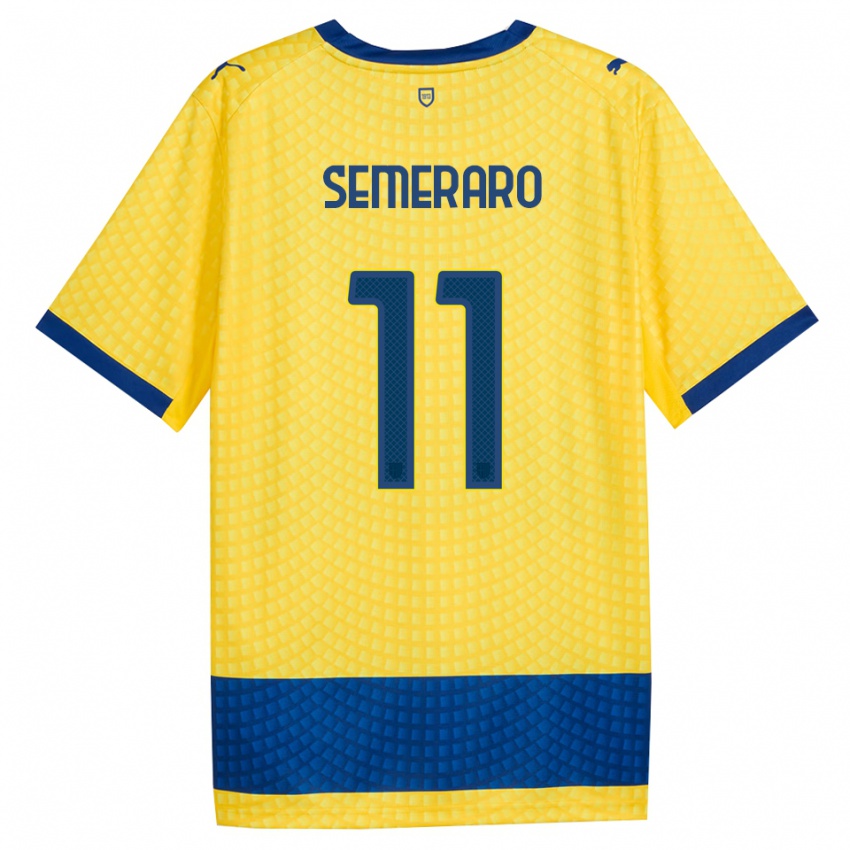 ילדים Riccardo Semeraro #11 צהוב כחול שחור הרחק ג'רזי 2026/27 חולצה קצרה