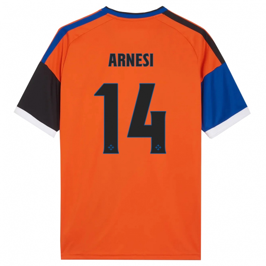 ילדים Lorenzo Arnesi #14 כתום כחול שחור לבן הרחק ג'רזי 2026/27 חולצה קצרה