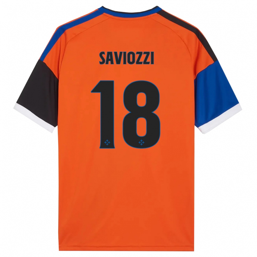 ילדים Mattia Saviozzi #18 כתום כחול שחור לבן הרחק ג'רזי 2026/27 חולצה קצרה
