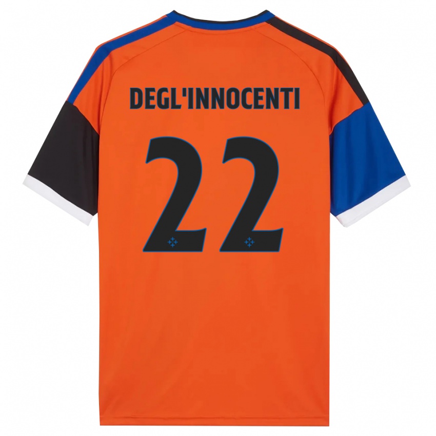 ילדים Luca Degl'innocenti #22 כתום כחול שחור לבן הרחק ג'רזי 2026/27 חולצה קצרה