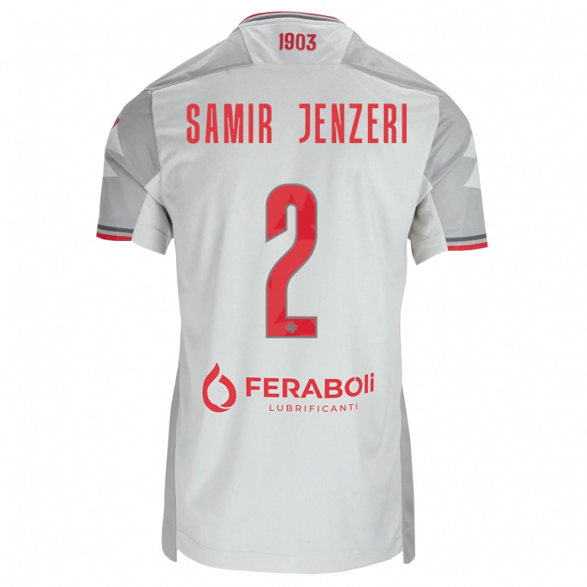 ילדים Gabriele Samir Jenzeri #2 אפור לבן אדום הרחק ג'רזי 2026/27 חולצה קצרה