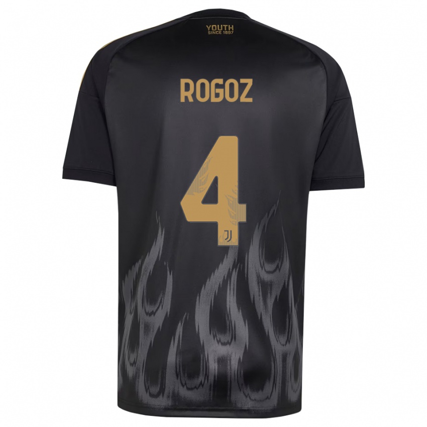 ילדים Nicolas Rogoz #4 שחור חום ג'רזי קיט שלישי 2026/27 חולצה קצרה
