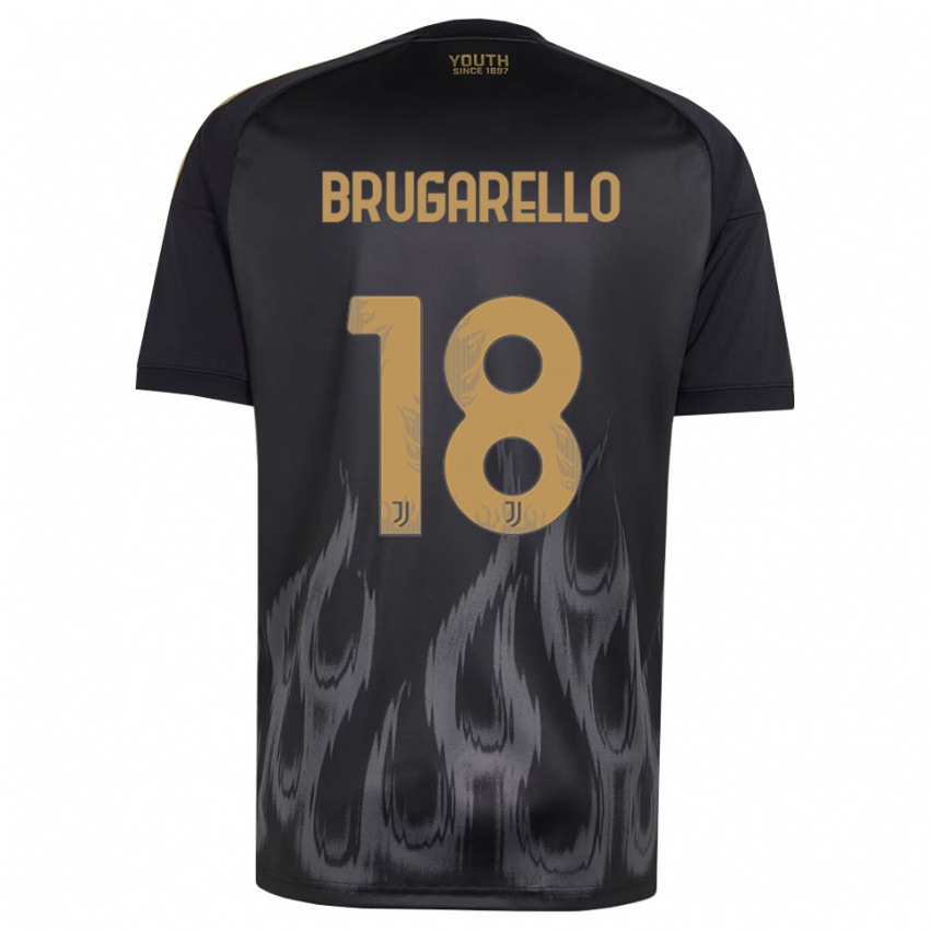 ילדים Mattia Brugarello #18 שחור חום ג'רזי קיט שלישי 2026/27 חולצה קצרה