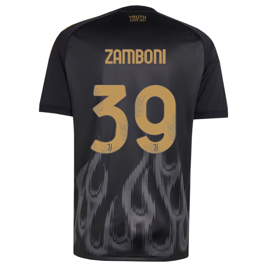 ילדים Marta Zamboni #39 שחור חום ג'רזי קיט שלישי 2026/27 חולצה קצרה