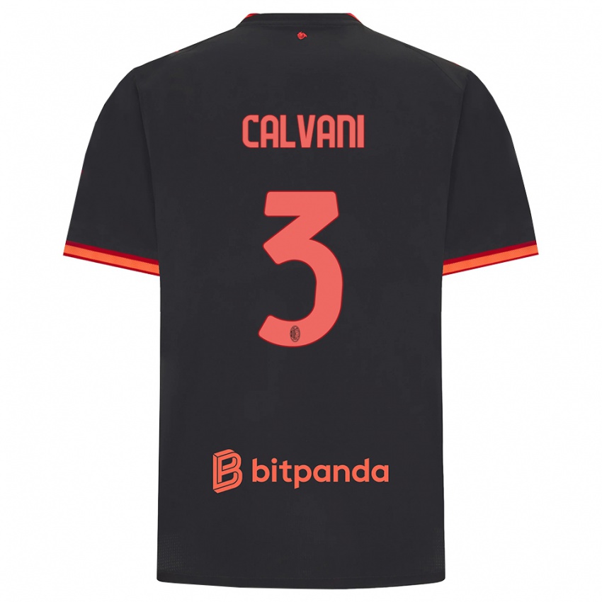 ילדים Lorenzo Calvani #3 שחור אדום ג'רזי קיט שלישי 2026/27 חולצה קצרה