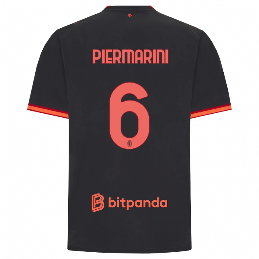 ילדים Mattia Piermarini #6 שחור אדום ג'רזי קיט שלישי 2026/27 חולצה קצרה