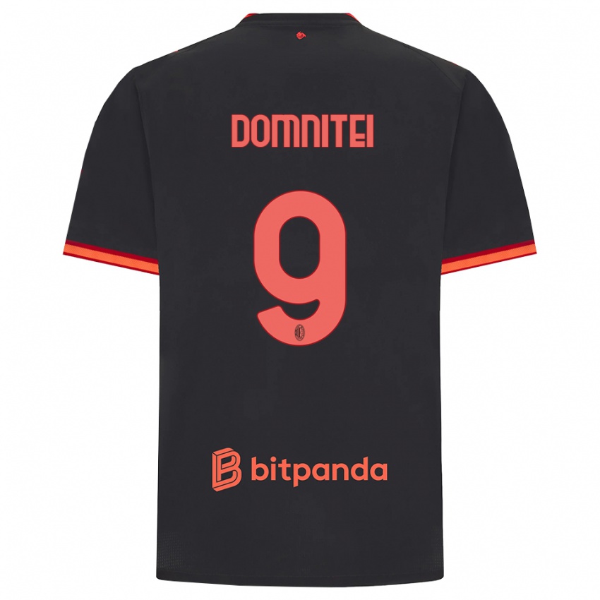 ילדים Francesco Domniței #9 שחור אדום ג'רזי קיט שלישי 2026/27 חולצה קצרה