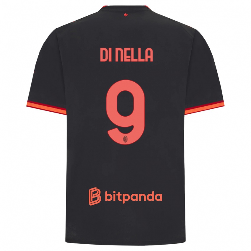 ילדים Ludovico Di Nella #9 שחור אדום ג'רזי קיט שלישי 2026/27 חולצה קצרה