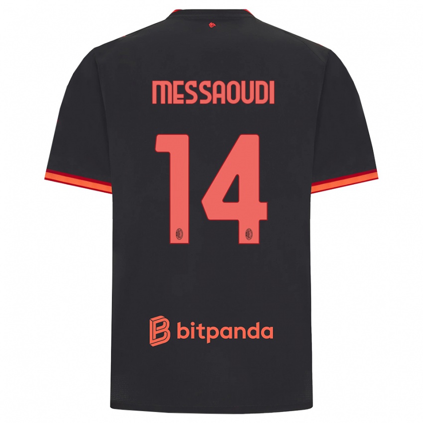 ילדים Yanis Messaoudi #14 שחור אדום ג'רזי קיט שלישי 2026/27 חולצה קצרה