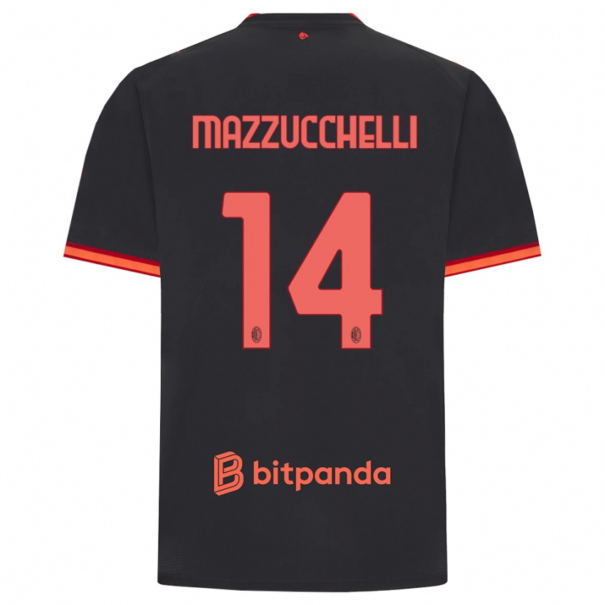ילדים Paolo Mazzucchelli #14 שחור אדום ג'רזי קיט שלישי 2026/27 חולצה קצרה