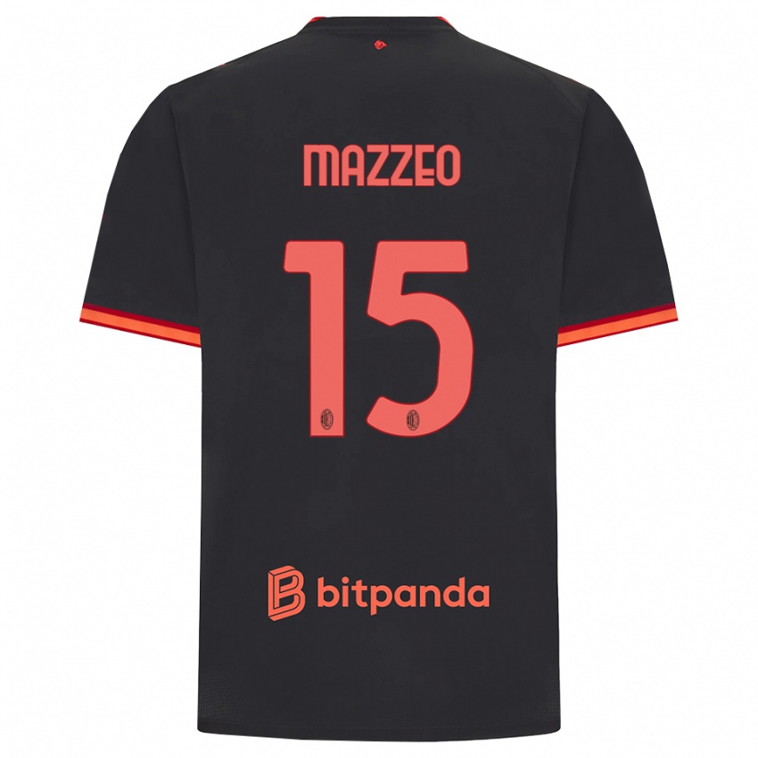 ילדים Kevin Mazzeo #15 שחור אדום ג'רזי קיט שלישי 2026/27 חולצה קצרה